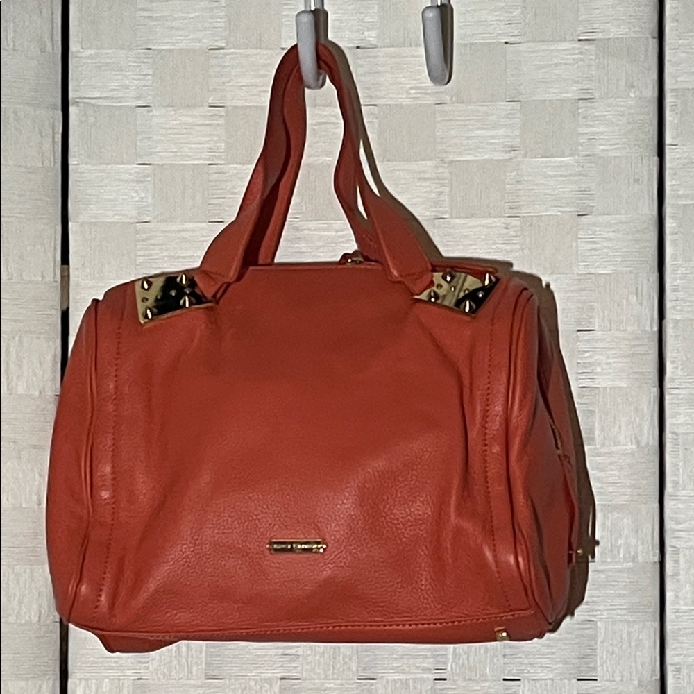 Vince Camuto Orange Satchel with Gold Accents